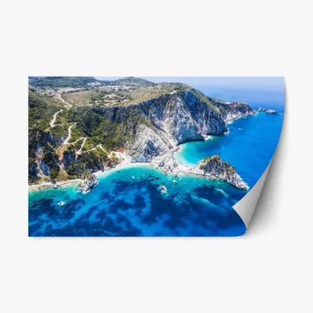 Pegatina reposicionable vista aérea de acantilados y mar turquesa – Pixers®