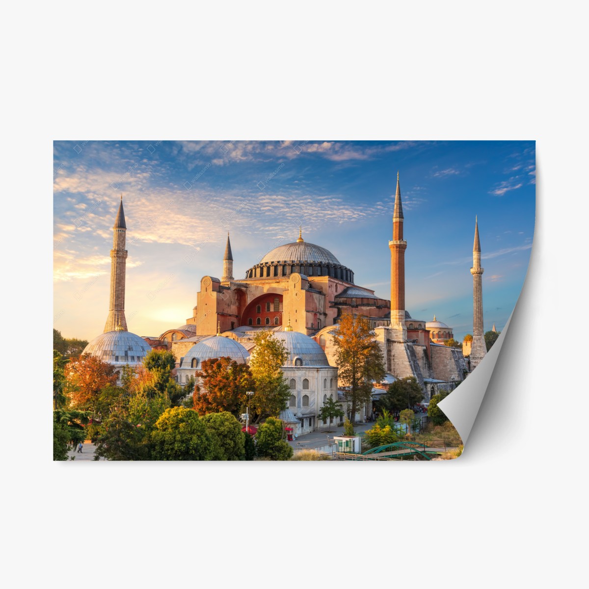 Pegatina reposicionable amanecer sobre Hagia Sophia en Estambul – Pixers®
