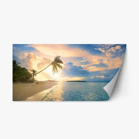 Pegatina reposicionable puesta de sol tropical en Maldivas – Pixers®