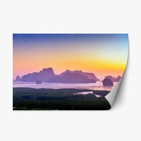 Pegatina reposicionable amanecer sereno sobre la bahía Phang Nga en Samet Nangshe, Tailandia – Pixers®