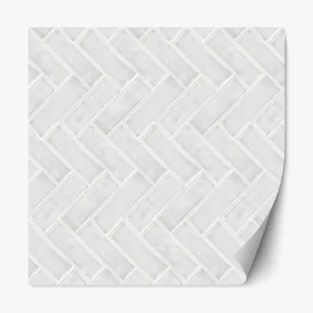 Pegatina reposicionable patrón en espiga de azulejos blancos – Pixers®