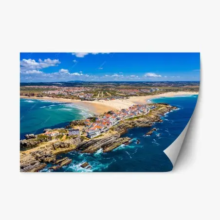 Pegatina reposicionable Baleal desde el aire: costa y surf – Pixers®