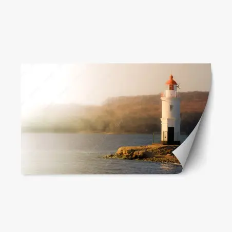 Pegatina reposicionable faro solitario al borde del mar – Pixers®