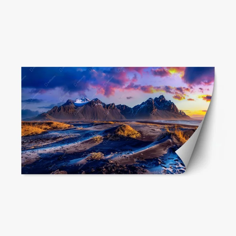 Pegatina reposicionable amanecer en Vestrahorn, Islandia