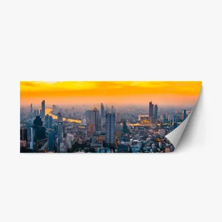 Pegatina reposicionable panorámica urbana al atardecer – Pixers®