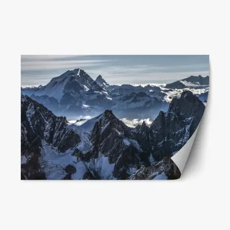 Pegatina reposicionable cumbres nevadas entre nieblas – Pixers®