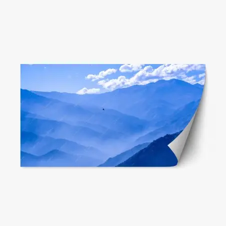 Pegatina reposicionable paisaje de montañas azules en capas – Pixers®