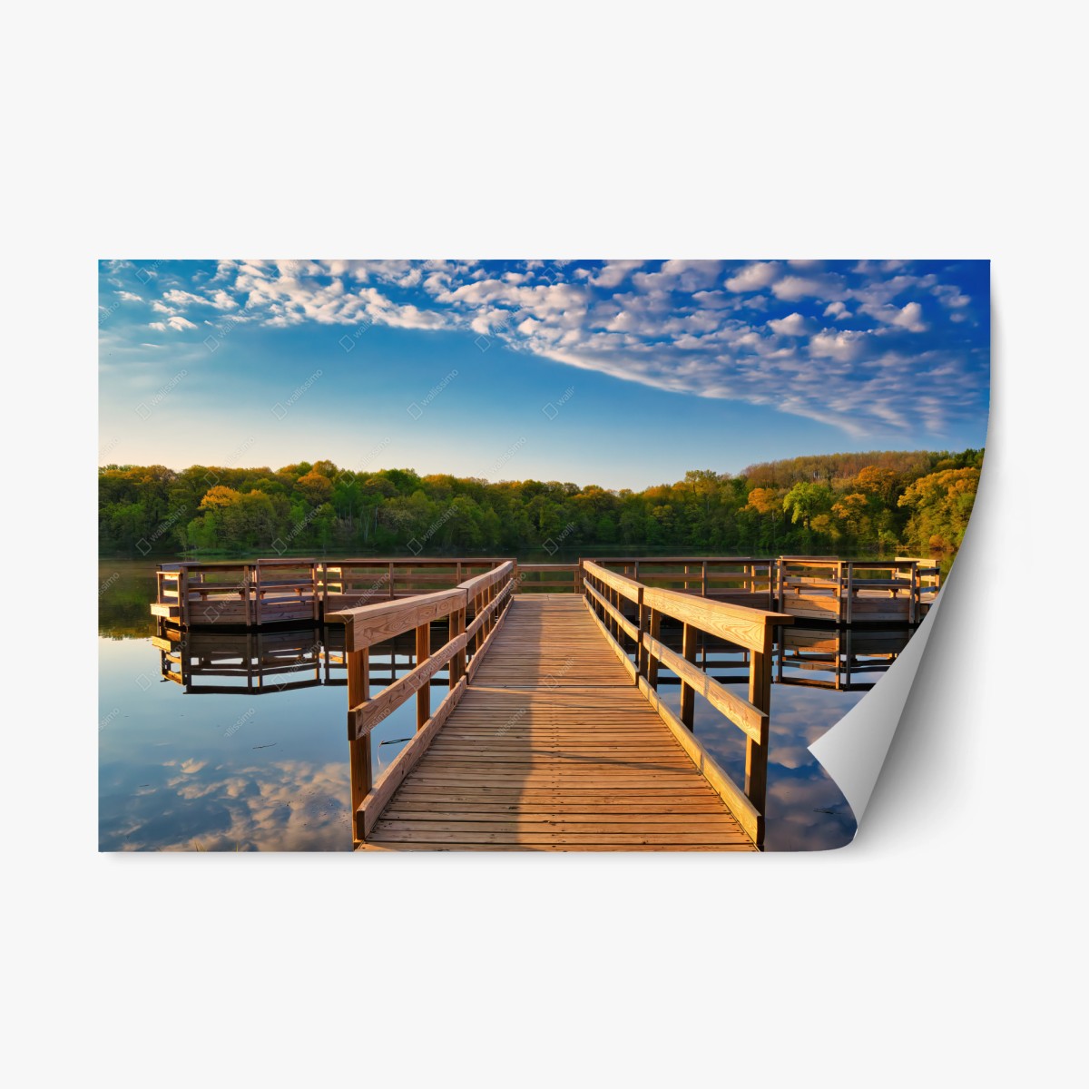 Pegatina reposicionable muelle de madera al amanecer – Pixers®