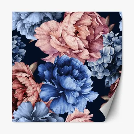 Pegatina reposicionable estampado floral de peonías en acuarela – Pixers®