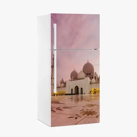 Pegatina para frigorífico mezquita Sheikh Zayed al atardecer – Pixers®