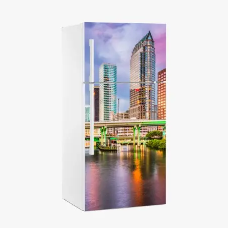 Pegatina para frigorífico paisaje urbano de Tampa al atardecer – Pixers®