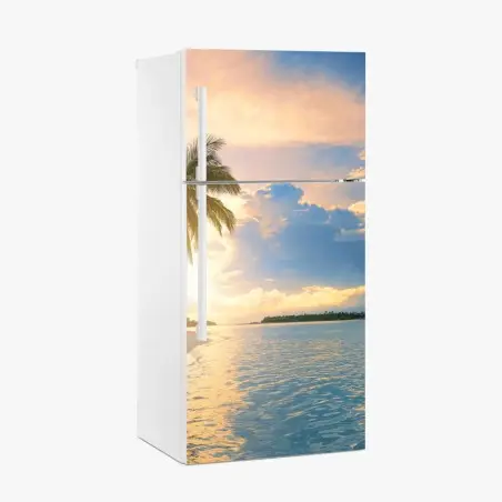 Pegatina para frigorífico puesta de sol tropical en Maldivas – Pixers®