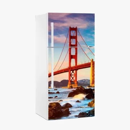 Pegatina para frigorífico puente Golden Gate al atardecer – Pixers®