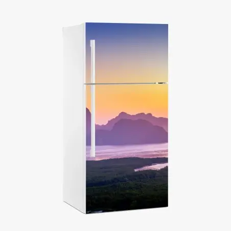 Pegatina para frigorífico amanecer sereno sobre la bahía Phang Nga en Samet Nangshe, Tailandia – Pixers®