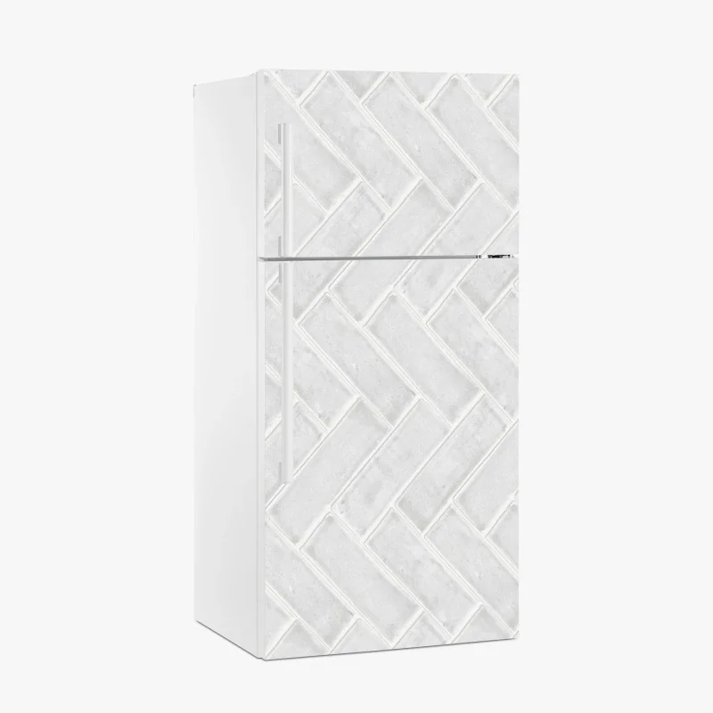 Pegatina para frigorífico patrón en espiga de azulejos blancos