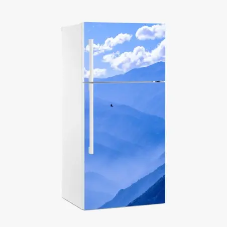 Pegatina para frigorífico paisaje de montañas azules en capas – Pixers®