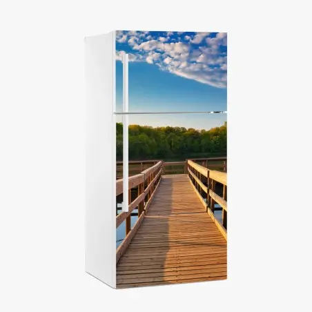 Pegatina para frigorífico muelle de madera al amanecer – Pixers®