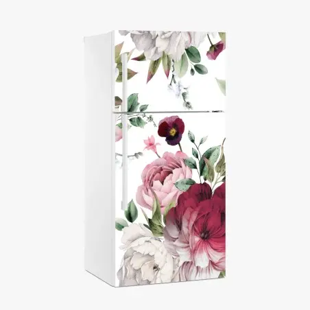 Pegatina para frigorífico patrón floral de peonías en acuarela – Pixers®
