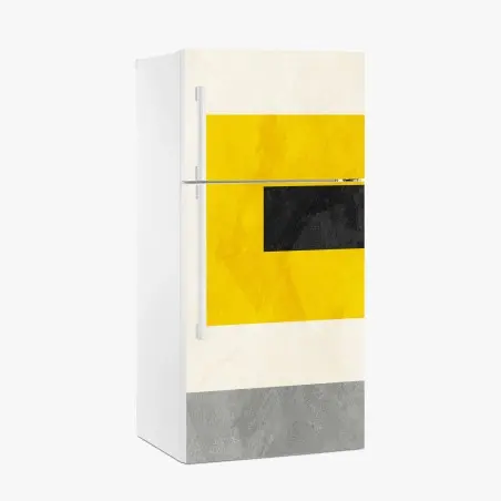 Pegatina para frigorífico composición geométrica en amarillo y negro – Pixers®