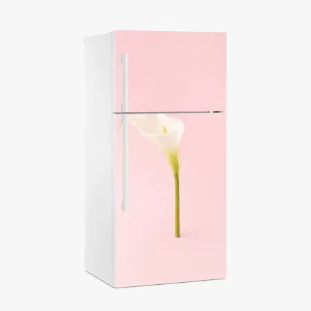 Pegatina para frigorífico cala blanca minimalista sobre fondo rosa – Pixers®
