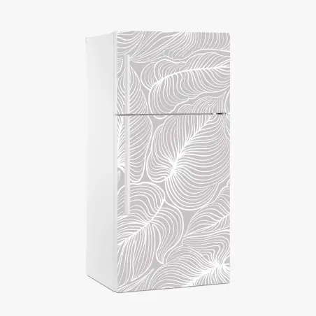 Pegatina para frigorífico patrón floral retro en líneas blancas sobre gris – Pixers®