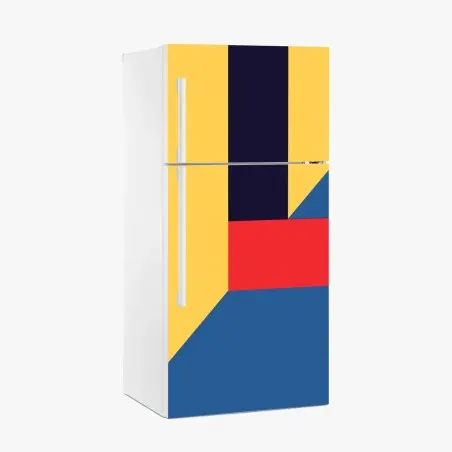 Pegatina para frigorífico composición geométrica estilo Mondrian en perspectiva – Pixers®