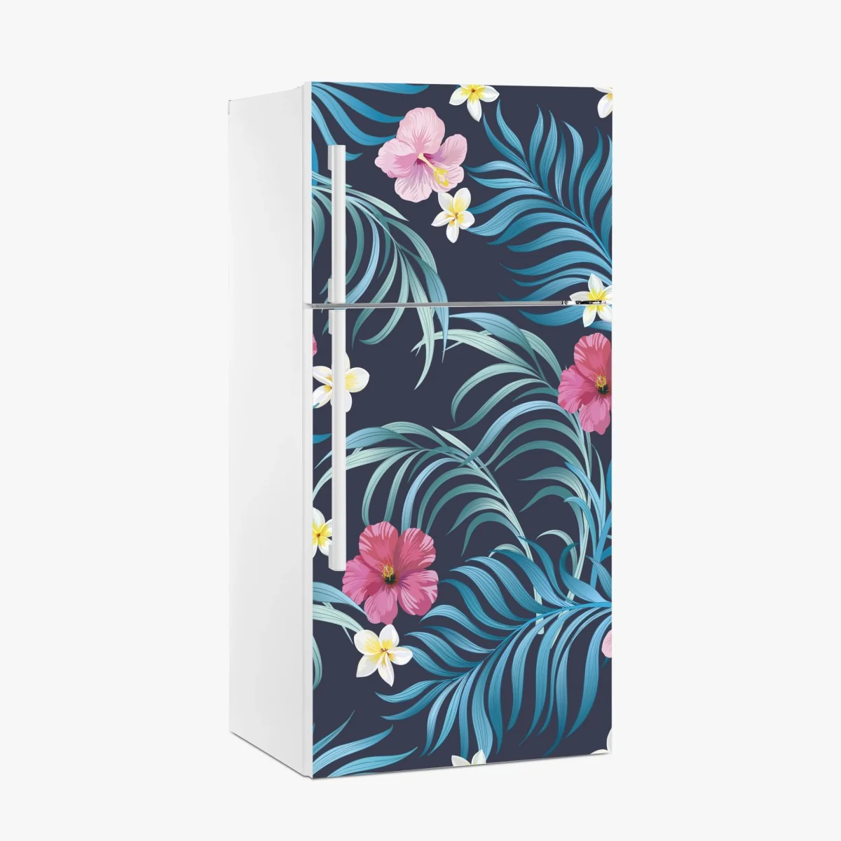 Pegatina para frigorífico patrón floral tropical con hojas azules y hibiscos – Pixers® Pegatina para frigorífico patrón floral tropical con hojas azules y hibiscos – Pixers®