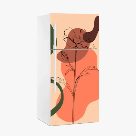 Pegatina para frigorífico flor abstracta en tonos cálidos y orgánicos – Pixers®