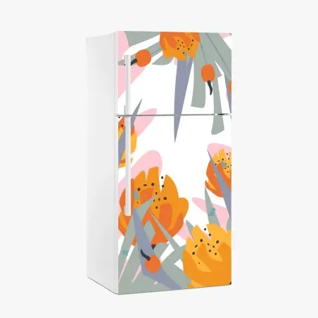 Pegatina para frigorífico composición botánica abstracta en tonos cálidos – Pixers®