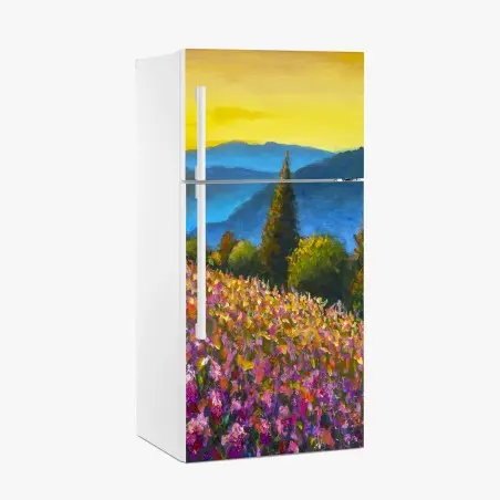 Pegatina para frigorífico amanecer en campos de lavanda – Pixers®