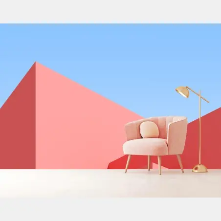Fotomural composición geométrica en tonos rosa y azul – Pixers®