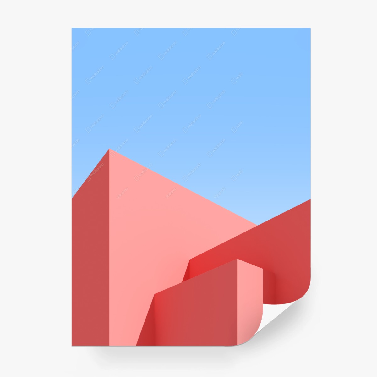 Fotomural composición geométrica en tonos rosa y azul – Pixers®