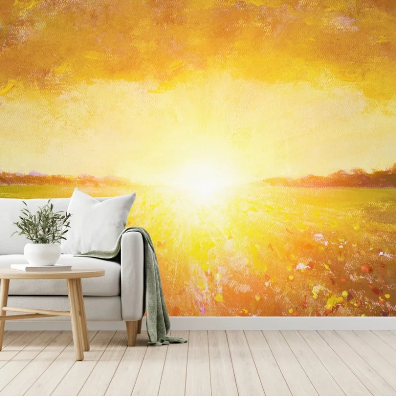 Fotomural amanecer entre amapolas impresionista