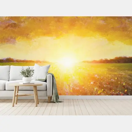 Fotomural amanecer entre amapolas impresionista – Pixers®
