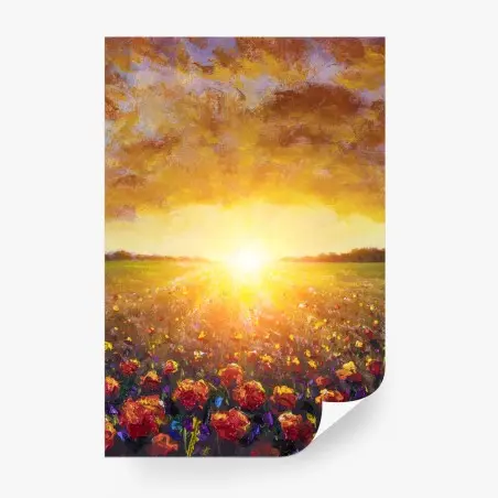Fotomural amanecer entre amapolas impresionista – Pixers®
