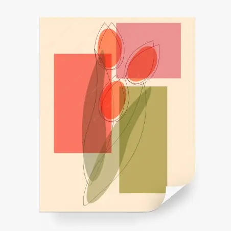 Fotomural tulipanes geométricos en tonos cálidos – Pixers®