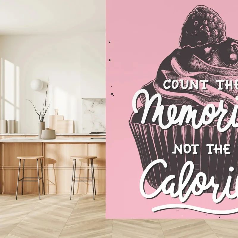 Fotomural arte motivacional con cupcake y mensaje inspirador