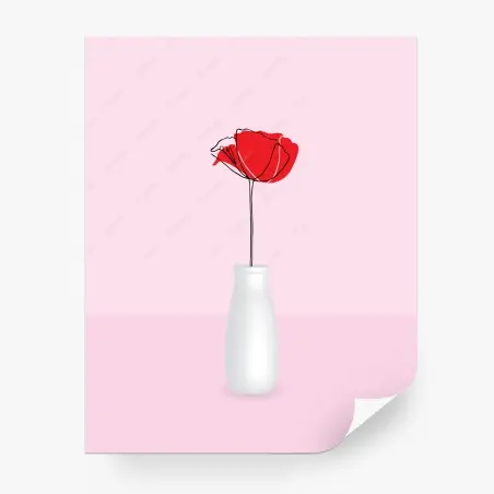 Fotomural flor roja en jarrón blanco – Pixers®