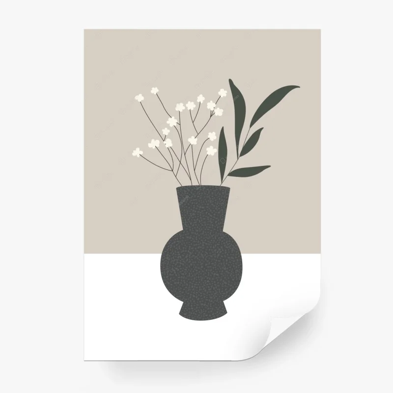 Fotomural flores delicadas en florero minimalista