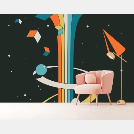 Fotomural ilustración cósmica retro y geométrica – Pixers®