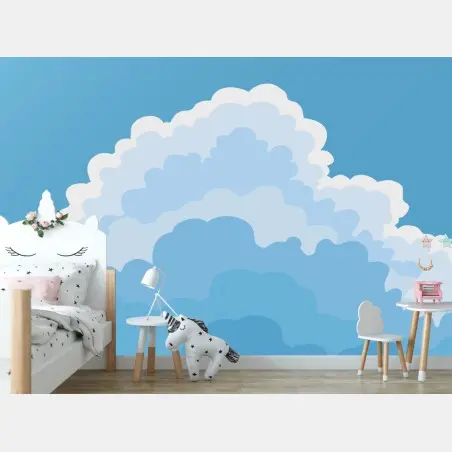 Fotomural cielo sereno con nubes y avión – Pixers®