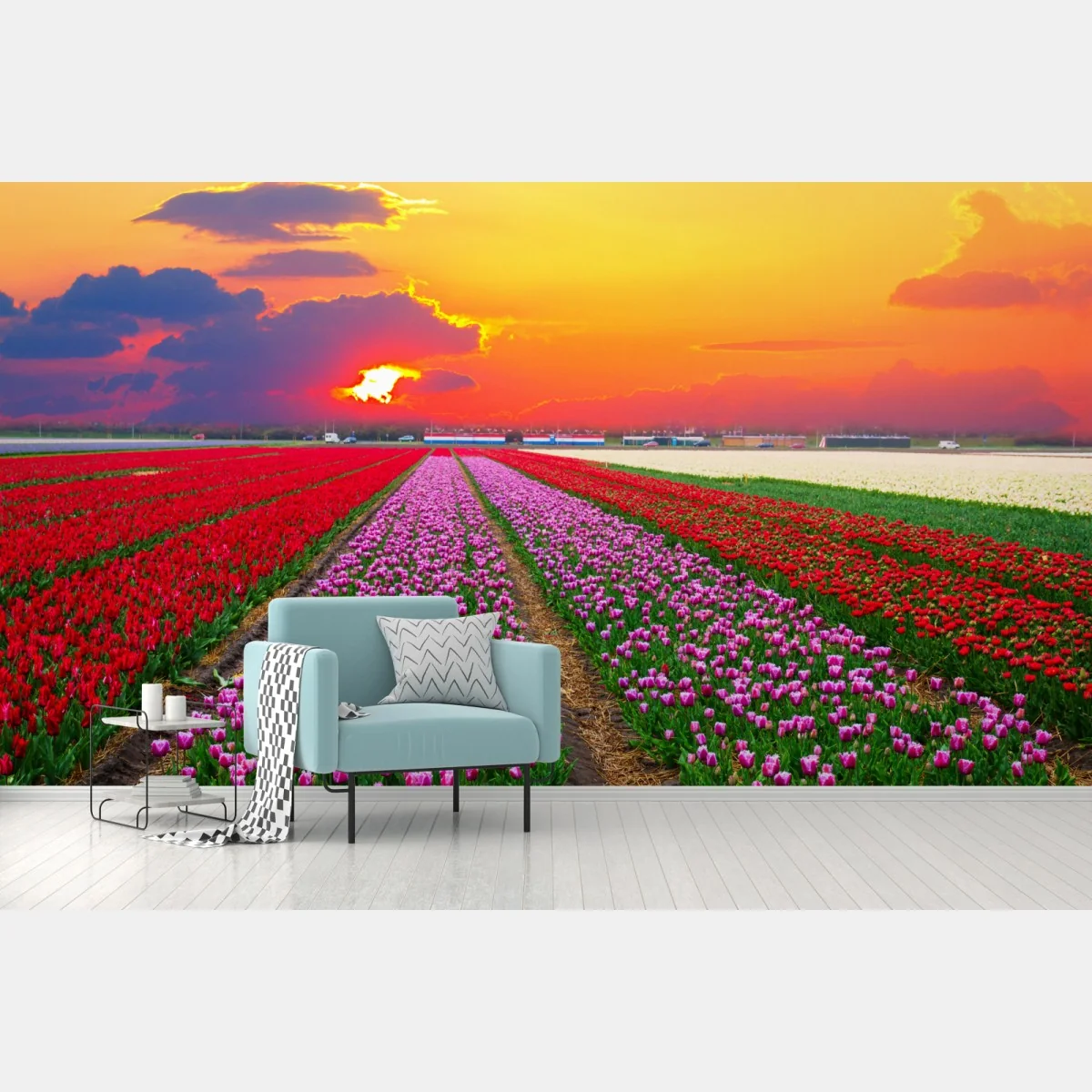 Fotomural paisaje de tulipanes al atardecer – Pixers® Fotomural paisaje de tulipanes al atardecer – Pixers®