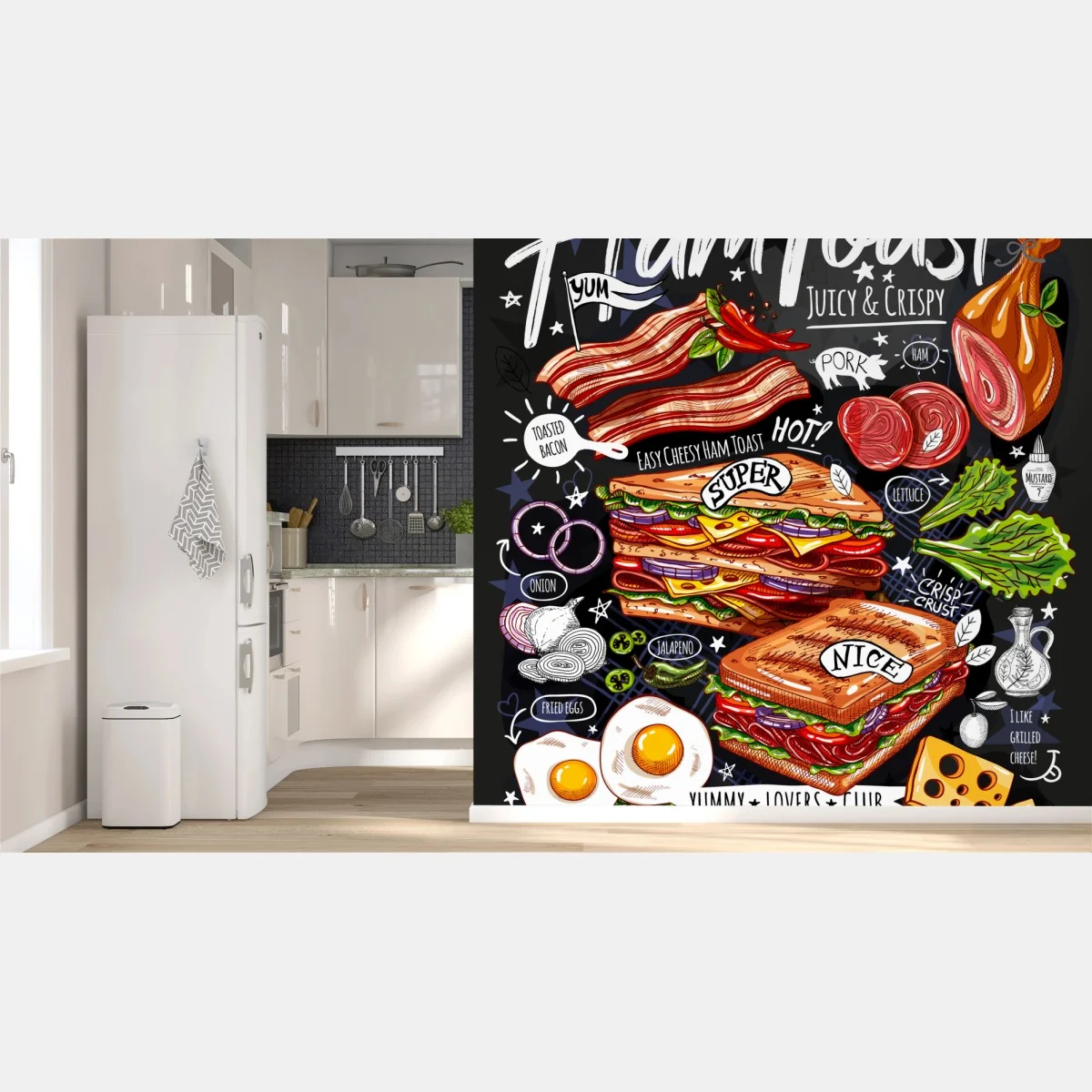 Fotomural tostada de jamón y queso ilustrada – Pixers® Fotomural tostada de jamón y queso ilustrada – Pixers®