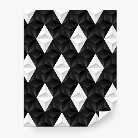 Fotomural patrón geométrico tridimensional en blanco y negro – Pixers®