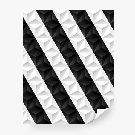 Fotomural patrón geométrico tridimensional en blanco y negro – Pixers®