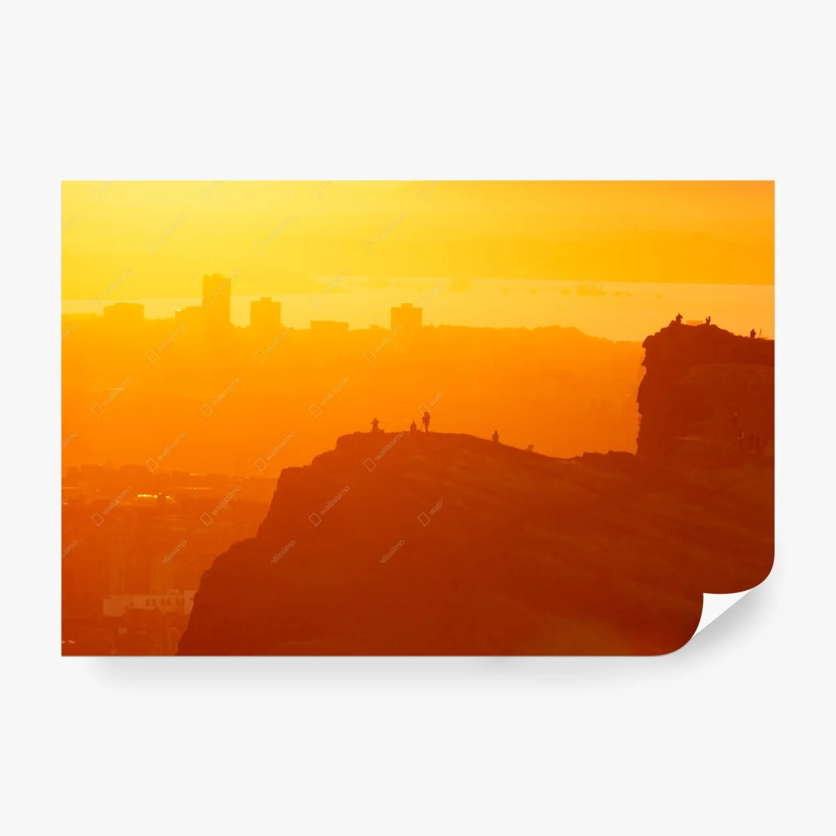 Fotomural atardecer dorado sobre acantilados – Pixers®