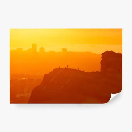 Fotomural atardecer dorado sobre acantilados – Pixers®