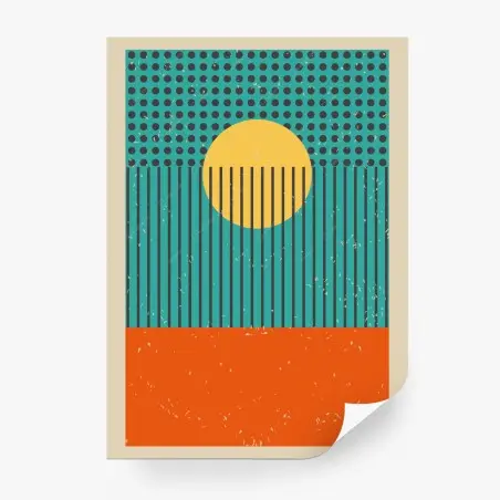Fotomural sol geométrico retro en colores vivos – Pixers®
