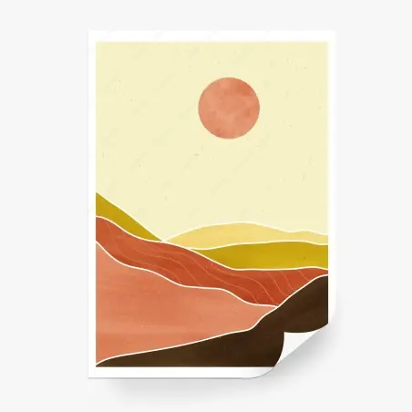 Fotomural paisaje minimalista de montañas en tonos cálidos – Pixers®
