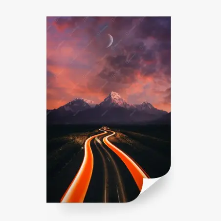 Fotomural camino de luz hacia la montaña – Pixers®